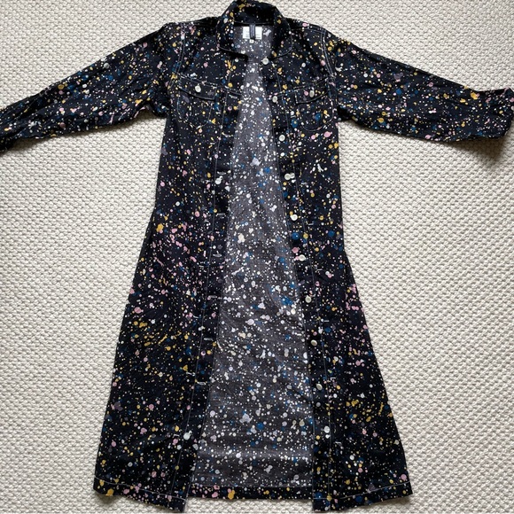 W’menswear black button front dress with multicoloured paint splatter design - Picture 4 of 16